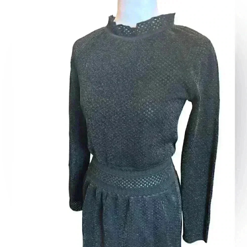 Tory Burch Women’s Isabelle Blouson Ruffle Neck Cocktail Dress Black Size Medium - Picture 7 of 12